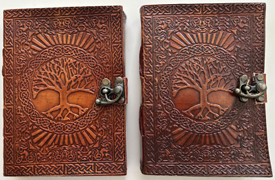 2-Pack Motif Design Handcrafted  Genuine Leather Diary Journal Notebook 110 Page