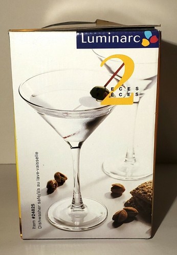 Brand New Rare Luminarc Martini 2 Piece Glasses Set 7 1/4 OZ. Classy 6 3/4" Tall - Picture 6 of 8