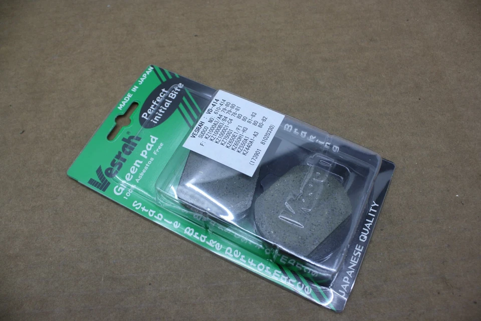 KAWASAKI KH400 KZ250 KZ440 KH500 PASTILLAS DE FRENO DELANTERAS ORGÁNICAS VESRAH HECHAS EN JAPÓN Foto 2 de 4