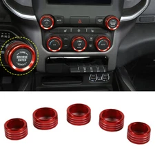 Center Console AC Radio Switch Knob Cover Trim For Dodge RAM 1500 18+ Red Inner