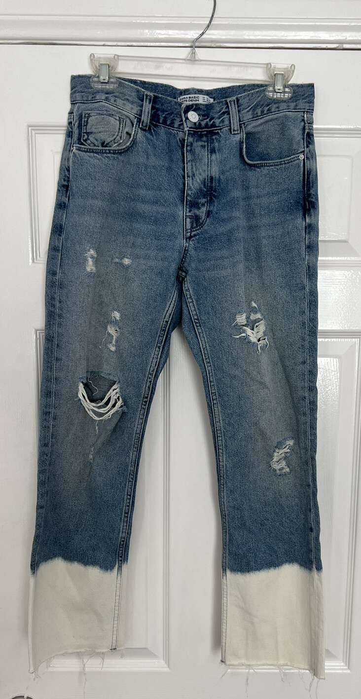 Zara Basic Size 2 Jeans Bleached Bleachy Jean Hig… - image 2