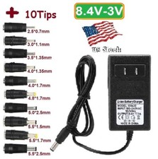 AC/DC 8.4V 3A Power Supply Adapter Charger with 10 Sizes DC Plug Tips