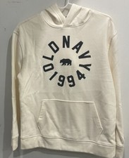 Old Navy Logo Fleece Hoodie For Boys Ivory NWT Size XL 14/16