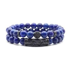 Natural Lapis Lazuli Bracelet, Handmade Beaded 8 MM Beads,Adjustable Stretch