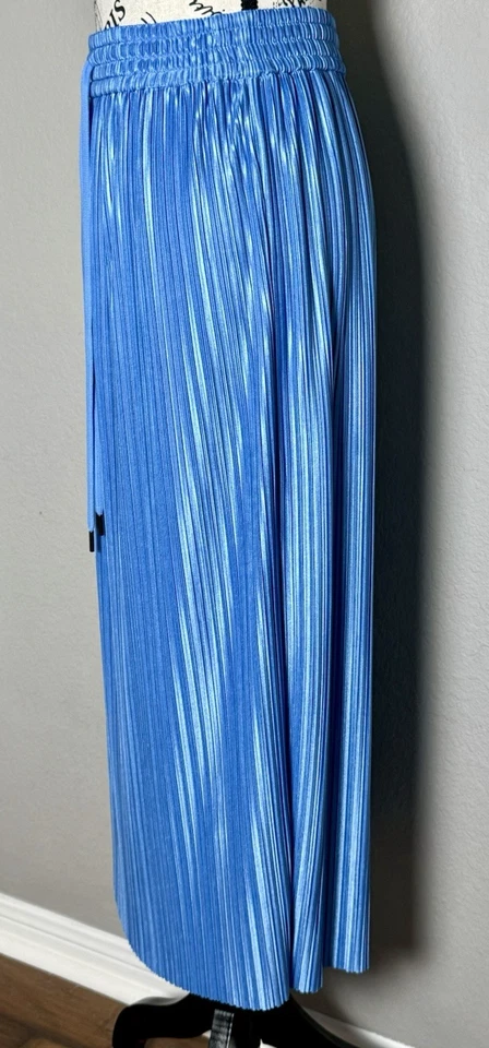 Alice + Olivia NWT Size 4 Dixie Drawstring Pleated Midi Skirt Paradise Blue - Image 4 of 4