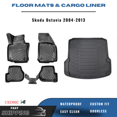 Car Floor Mats & Trunk Cargo Liner for Skoda Octavia 2004-2013 Sedan FULL Set