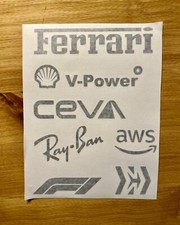 Ferrari Formula 1 Sponsor Decal Vinyl Sheet Black Or White Ferrari Formula 1 Sponsor Decal Vinyl Sheet Black Or White