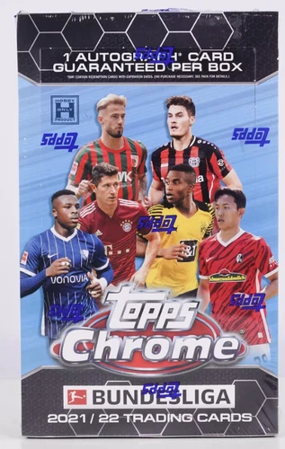 2021/22 Topps Chrome Bundesliga Soccer Hobby Box 18 Packs Per Box, 4 Cards Pack