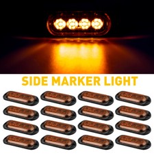 4-led Side Marker Amber Red Lights Clearance Light Truck Trailer Rv Waterproof