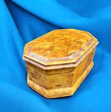 Vintage BOX case Karelian Birch wood Maple cap old mourning jewelry coffin model