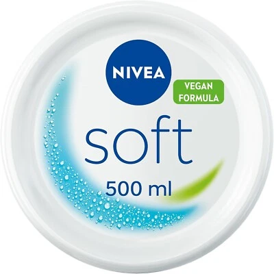 NIVEA Soft 500ml, Moisturising Cream for Face, Body and Hands with Vitamin E UK