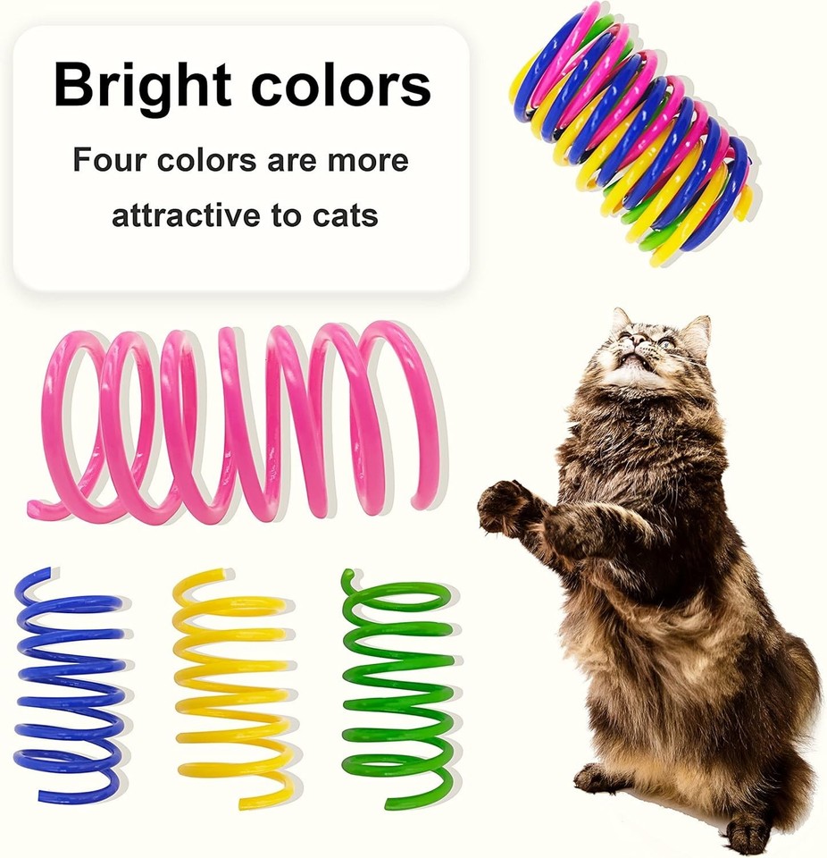 20 Pack Cat Spring Toys Plastic Springs Cat Toys Colorful for Cat ...