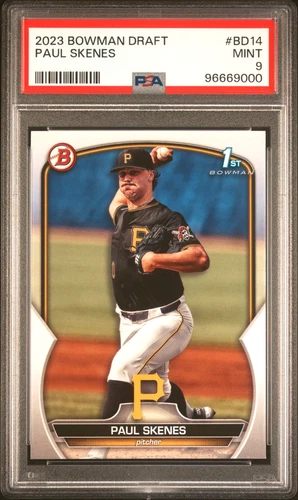PAUL SKENES 2023 BOWMAN DRAFT ROOKIE RC #BD14 PSA 9 MINT! PIRATES HOT! 96669000