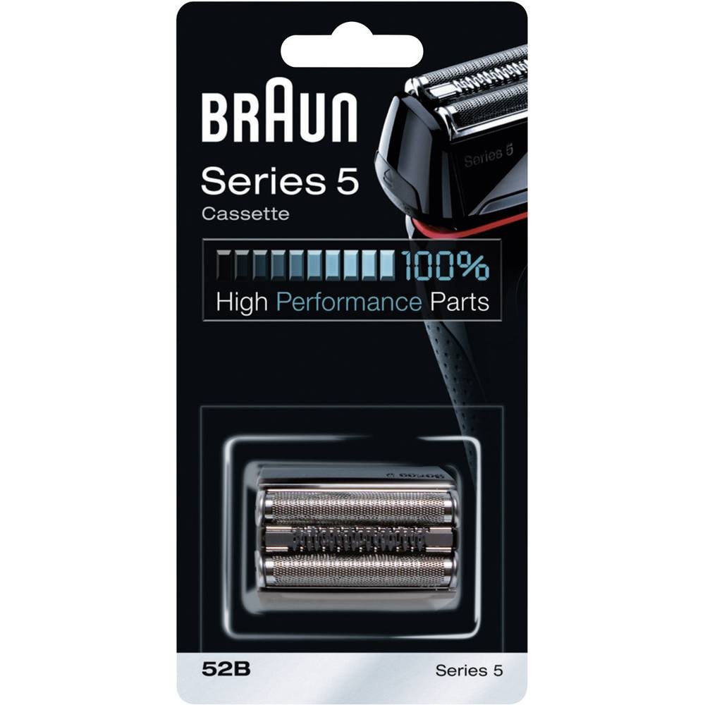 Tête de rasoir Braun 52B noir dotée de lames alignées pour un rasage de près précis