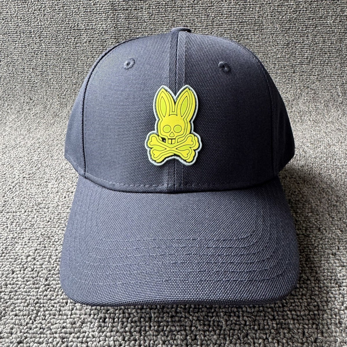 Psycho Bunny Dark Gray Snapback Cap Neon Skull Bunny Logo