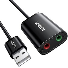 UGREEN USB to Audio Jack Sound Card Adapter with Dual TRS 3-Pole 3.5mm black