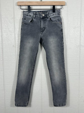 Mini Boden Jeans Girls 7 122cm Youth Gray Denim Straight Leg Adjustable Waist