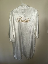 Bride Embroidered White Robe Mid Thigh Length- One Size