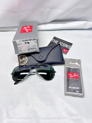 Ray-Ban 0RB3025 Sunglasses-Aviator Large Metal Green *New