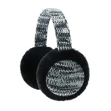 RAOEXI Winter Ear Muffs For Kids Warm Furry Knit Girls Earmuffs Boys Baby Black