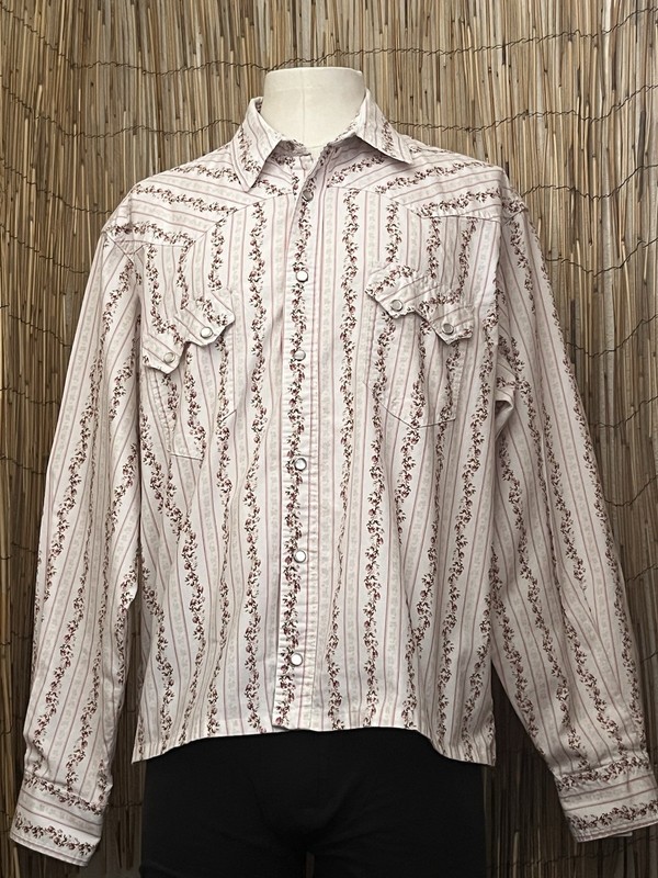 Express Rider Mens LS Pearl Snap Western Shirt-Size Large-100% Cotton 