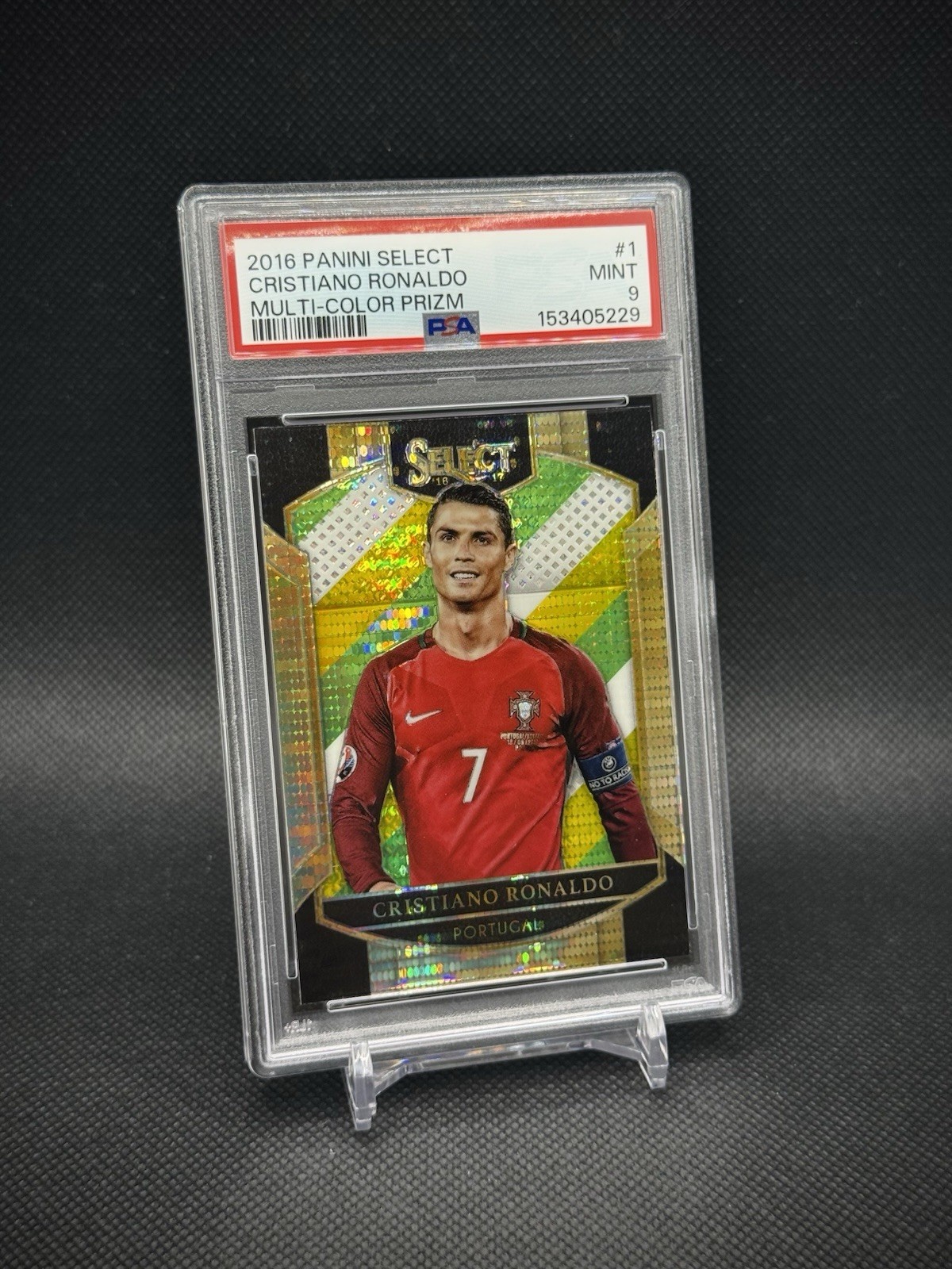 Cristiano Ronaldo 2016 Panini Select Multi-color Prizm SP PSA 9 Mint Portugal view 2