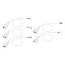 1Ft USB Female to 2 Pin Bare Wire Pigtail Cable, 5pcs 22AWG Power Cords White