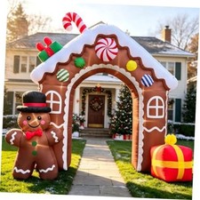 11FT Christmas Inflatable Gingerbread House Archway, Blow Up Cookie House with