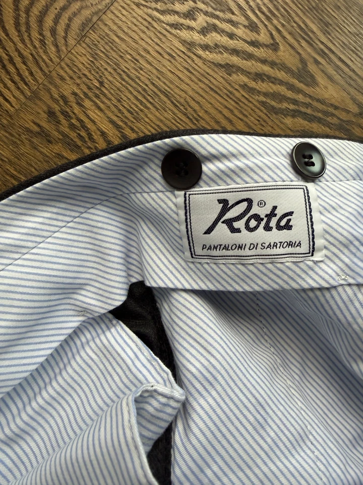 Rota Pantaloni Di Sartoria Charcoal Grey Flannel Trousers 50 EU 36 US - Image 4 of 4