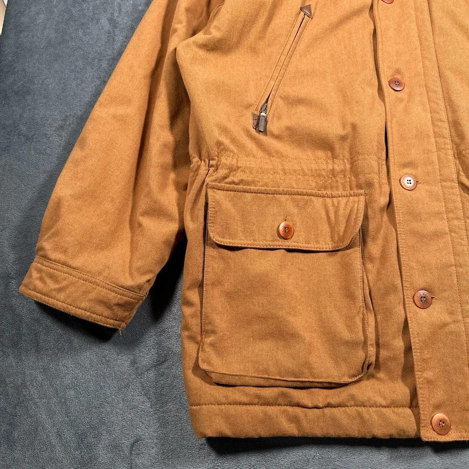 Vintage LL Bean Jacket Mens XL Brown Canvas Wool Lined Hooded Parka Made USA 90s - Image 4 of 4