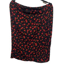 Carole Little Vintage Black Flower Print Knee length Skirt Woman s sz 12