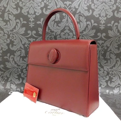 Sac à main Cartier Must Line en cuir bordeaux Turn Lock Bag #28 Rise-on - Photo 1/4