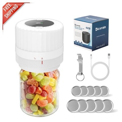 Portable Electric Vacuum Sealer for Mason Jars with 10 Lids - Freshness Extended