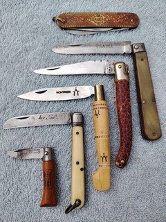 Lot 6 couteaux pliants anciens Laguiole Parapluie Nontron divers quality knives