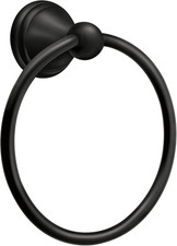 Moen Preston Matte Black 7-Inch Bathroom Hand Towel Ring, Wall Mounted Hanger, D