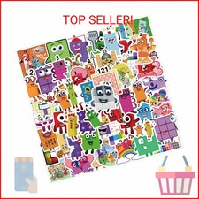 60pcs Number Blocks Stickers for Kids,Cartoon Vinyl Number Blocks Sticker for Wa