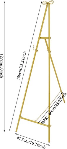 Gold Large Adjustable Floor Standing Easel for Wedding Display Metal Stand - 第 4/9 張圖片