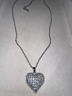 Silver Tone Heart Rhinestone & Crystal Love Necklace Pendant & Earrings Set — photo 3