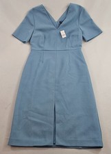 Ann Taylor dress womens sz 2 blue zip polyester 35259312 stretch v-neck $159
