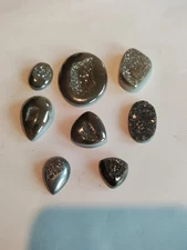 Titanium Silver Coated Druzy Cabochons Lot 160cts Great Quality And Colors