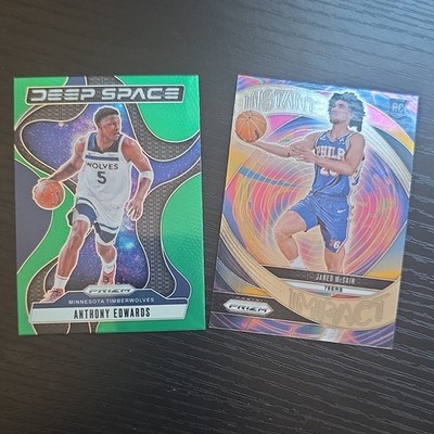 Panini Prizm Anthony Edwards Deep Space & Jared McCain Instant Impact Cards