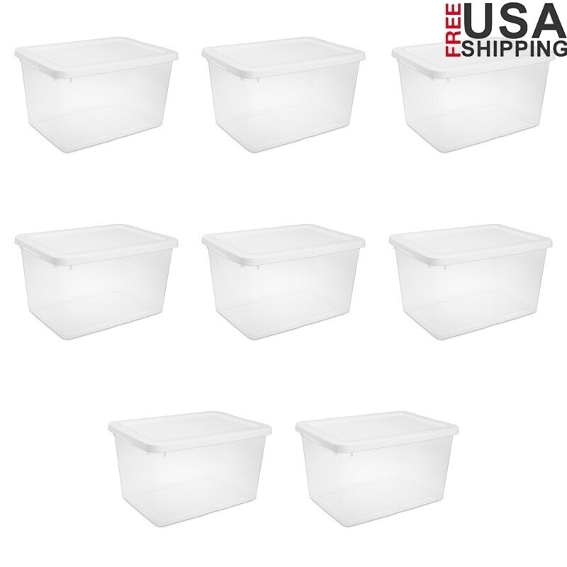 8-Pack 20 Qt Clear Stackable Plastic Storage Bins with Snap-On Lids