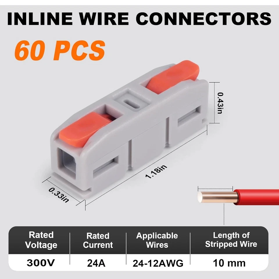 60PCS AVARBUVO Lever Wire Connectors, Mini Quick Connectors Push-in, 1 in 1 Out - Image 3 of 4