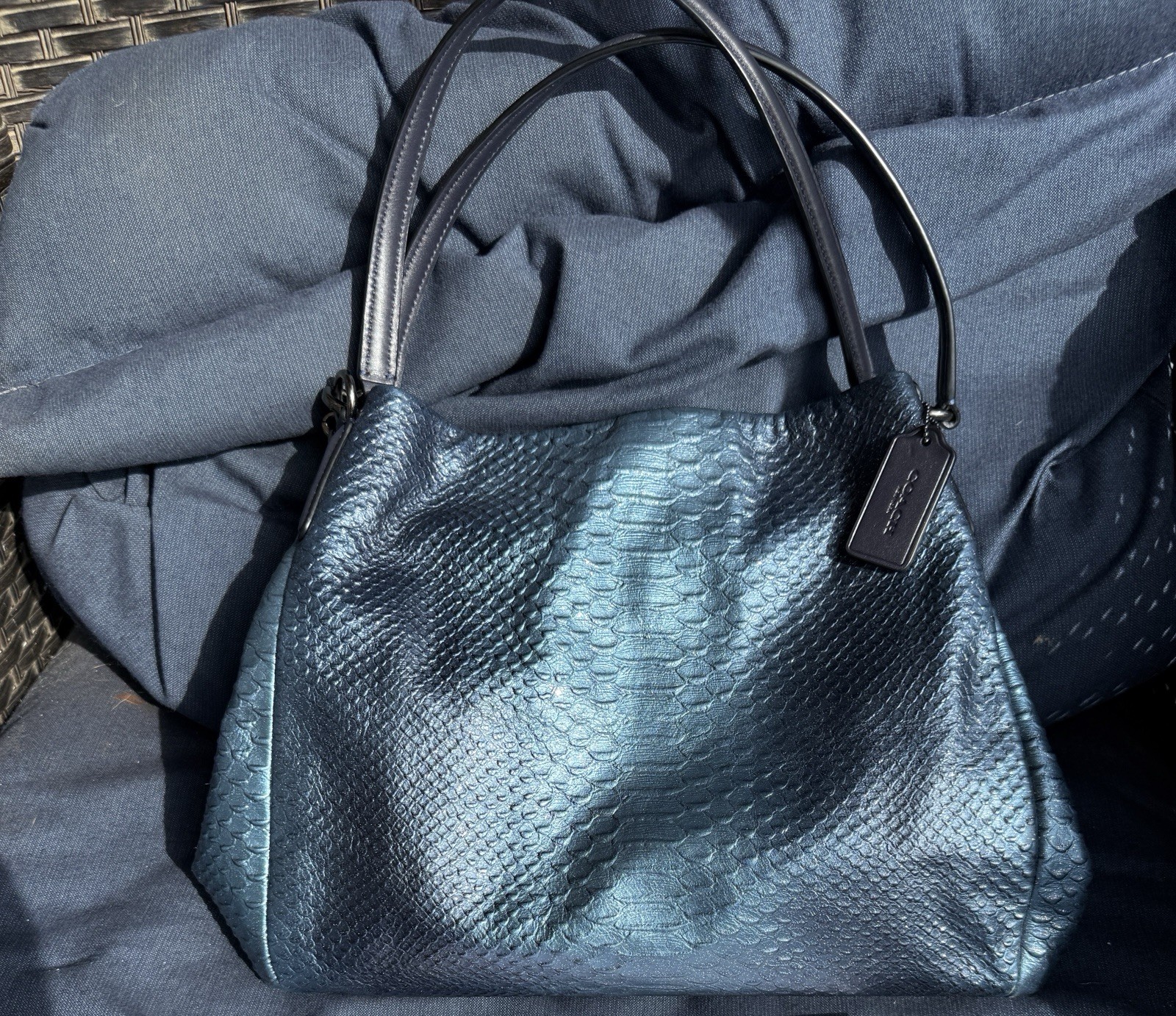 Coach Madison Phoebe Python Embossed Iridescent N… - image 1