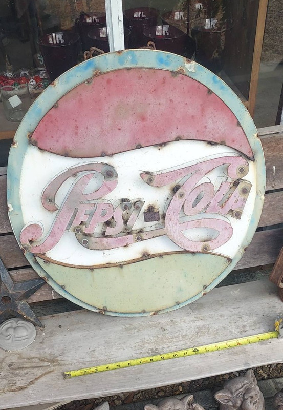 Hand Made Folk Art, Proto Type, or Fantasy Pesi-Cola 24" Metal 3 DMetal sign