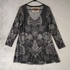 Y2K Amma Design Tunic Dress Top Black Gray Womens Medium Made in LA