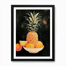 Pineapple Abstract Art Deco 2 Art P Framed Wall Art Poster Canvas Print Picture