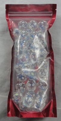 Sirius Dice Set of 35 Promo d20 ''Blue Inclusion'' Twenty -Sided Dice