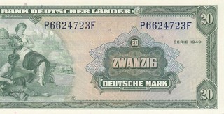 1949 GERMANIA REPUBBLICA FEDERALE 20 MARCO TEDESCO FRANCOFORTE X RARO ((GEMMA UNC))