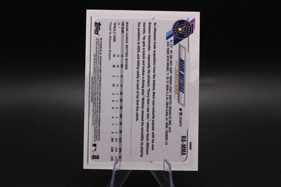 2021 Topps Chrome Mark Mathias #RA-MMA Rookie Autographs Auto - Image 2 of 2